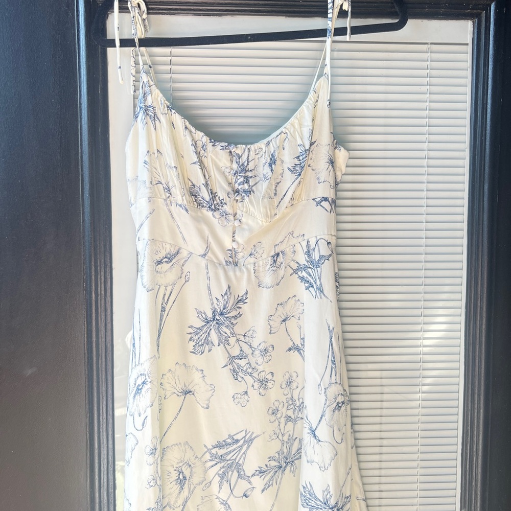 Astr Blue and White Floral Mini Dress